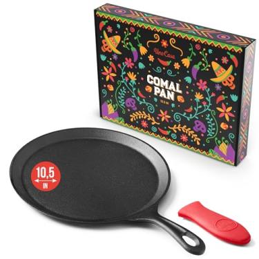 Imagem de Uno Casa Frigideira Comal de Ferro Fundido 26 cm - Frigideira para Roti/Comal Pan, Tawa/Dosa Pan Pataconera, Comales para Tortillas - Comal Para Tortillas Grande - Chapa de ferro fundido