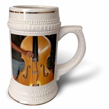 Imagem de 3dRose contrabaixo vertical com mãos masculinas - Caneca Stein, 510 g, 640 ml, branca