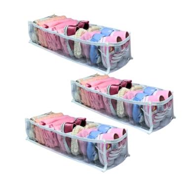 Imagem de 3 Colmeia Organizadora de Roupas para Cueca Box Biquini Roupa de Bebê Shors Blusinha Academia - P2 40x15x10 - Plástico Grosso e Acabamento Reforçado em Tecido Poliéster Branco Organizador de Gavetas