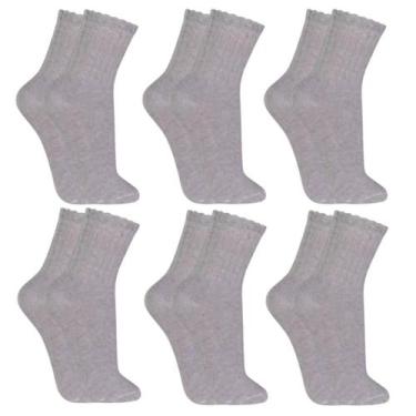 Imagem de Kit 06 Pares Meias Grossas Masculina Cano Alto Longo Algodão Atoalhada