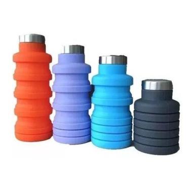 Imagem de Garrafa Silicone Retratil Dobrável 500 Ml Colorido - Mr Vendas, Azul