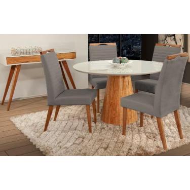 Imagem de Mesa de jantar + 4 Cadeiras Itália tampo 120cm Grafite - Gran Decore