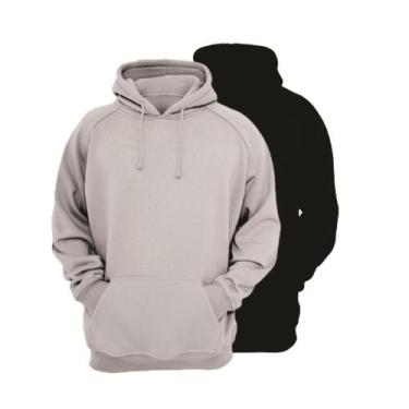 Imagem de Kit 2 Moletons Masculino Ragor Algodão Capuz Bolso Conforto, GG, Cinza