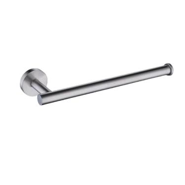 Imagem de Barra de toalha de mão de parede de aço inoxidável escovado, suporte para papel higiênico, ganchos para toalhas, acessórios para cozinha e banheiro, conjunto redondo, anel de toalha escovado