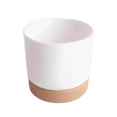 Imagem de LANDENGWANG Vasos de plantio, 2 peças, vaso de flores autoirrigável, vaso de flores de plástico, armazenamento automático de absorção de água, redondo, camada dupla, suculenta, vaso de flores,