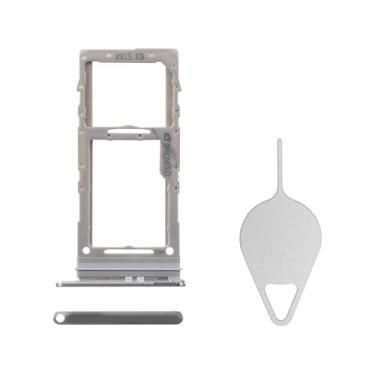 Imagem de BESJMYT Substituição da bandeja do cartão SIM para Samsung Galaxy S20 Ultra 5G (versão SIM único) cinza cósmico suporte de compartimento de cartão adaptador com ejetor de agulha para S20 Ultra 5G
