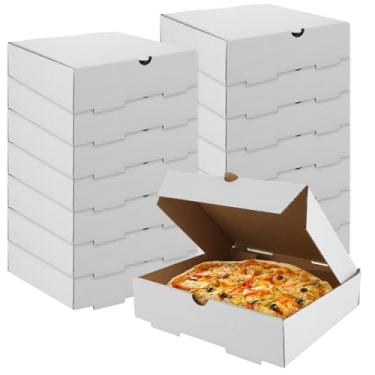 Imagem de LDHHYH Pacote com 50 Caixas de Pizza de 6,3 X 6,3 X 1,6 Polegadas, Caixas de Pizza de Papelão Ondulado Kraft Branco, Recipientes para Viagem, Caixas de Embalagem para Festa de Aniversário de Pizzaria