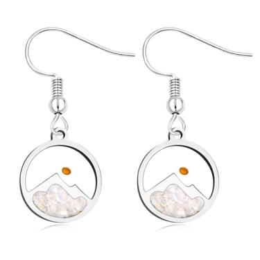 Imagem de Vivaday Brinco de aço inoxidável em forma de semente de mostarda e montanha | Joias cristãs inspiradas em Deus para mulheres | Brincos de versículo bíblico de Mateus 17:20 Faith Can Move Mountains |