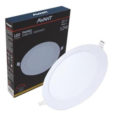 Imagem de Kit 10 Plafon Redondo Embutir 12w Branco Quente 3000k Amarelo - Avant