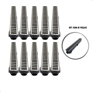 Imagem de Kit 10 coletora ferrari cinza+ 10 grelha de aluminio 6x50 - MOPLASTIC