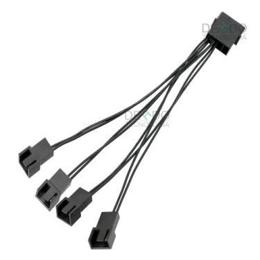 Imagem de Cabo Adaptador Multi Fan P/ 4 Coolers Led 3 e 4 Pinos 12v - DEX, Preto