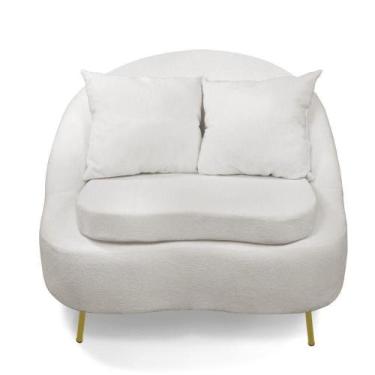 Imagem de Poltrona Decorativa Orgânica Pé Ferro Dou Zaya Bouclê C05 Off White - 