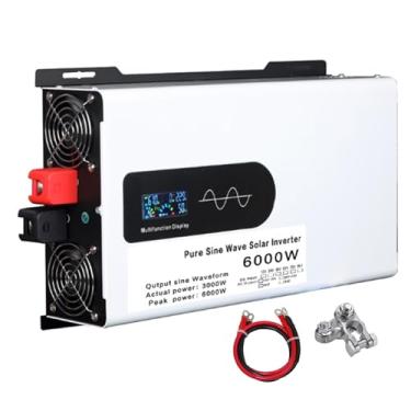 Imagem de Inversor solar de onda senoidal pura de 6000w do inversor de carro, 12V 24V 48V 60V 72V DC a 110V 220V Inversores de energia eólica solar para casa/rv/caminhão/carro/acampamento,72V to 110V