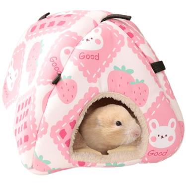 Imagem de Copfeu Esconderijo de hamster, cama de porquinho-da-índia, quente, lavável, esconderijo de coelho para porquinho-da-índia, furões, hamster, acessórios de gaiola de porquinho-da-índia (rosa, grande)