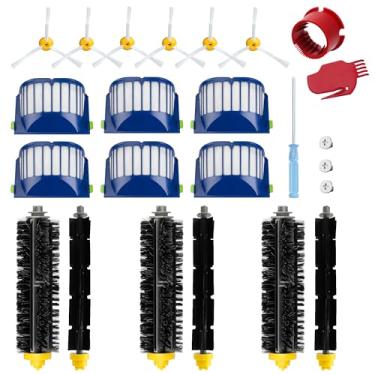 Imagem de Funmit Peças de substituição para iRobot Roomba 500 600 Series 595 585 564 690 692 694 Acessórios de aspirador de pó - Inclui 6 filtros, 6 escovas laterais e 3 escovas de cerdas