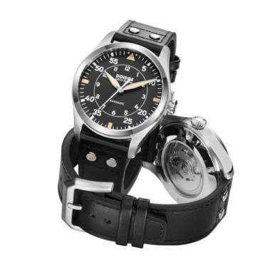 Imagem de Boyarca Relógio Big Pilot Japão NH35 Movimento Automático Aviador Mecânico Relógio de Pulso Masculino Vidro Safira Caixa de Aço Inoxidável Pulseira de Couro Genuíno Relógios Luminosos Impermeáveis