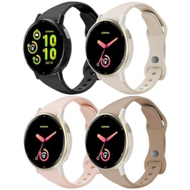 Imagem de EverAct Pulseiras de relógio finas de silicone compatíveis com Garmin Vivoactive 6/5/3/3 Music, pulseira esportiva fina e estreita de 20 mm para Venu Sq 2/Forerunner 55/165/645/245 feminino e