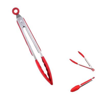 Imagem de Pegador Alimentos Em Silicone Com Cabo Em Inox Com Tira Antiderrapante 27,5cm Para Saladas Churrasco AirFryer Frituras Multifuncional