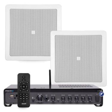 Imagem de Kit Som Ambiente Varanda Apartamento 2 Arandelas Jbl de Embutir + Ampl