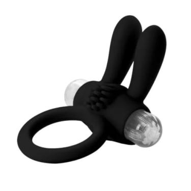 Imagem de Anel Peniano Rabbit Com Cerdas Massageadoras E Vibração Anel para Orgasmos Intensos [PRETO]