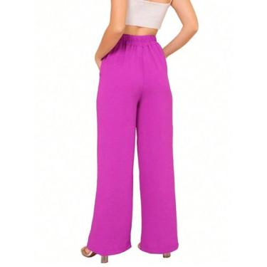 Imagem de Calça Feminina Pantalona Duna Alfaiataria Social com Elastico Cós alto