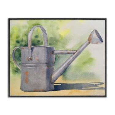 Imagem de Stupell Industries Regador country em jardim arte giclée emoldurada preta, design por Stephanie Fielden, 20 x 16