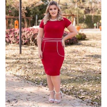 Imagem de Vestido Midi Bolso Moda Feminina Evangélica - Miss Flower, Vermelho, G