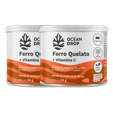 Imagem de Kit 2 Ferro Quelato Bisglicinato 60 Caps 400Mg - Ocean Drop