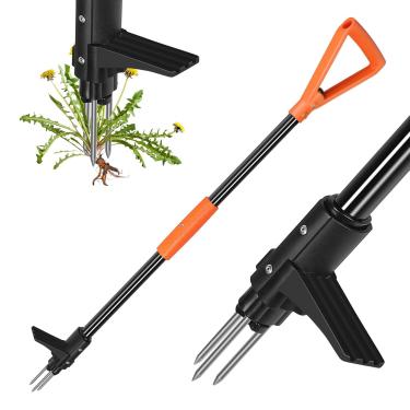 Imagem de SHANTRA Ferramenta extrator de ervas daninhas, ferramenta de extração de ervas daninhas de 3 garras com alça longa, extrator de ervas daninhas de jardim, removedor de ervas daninhas resistente,