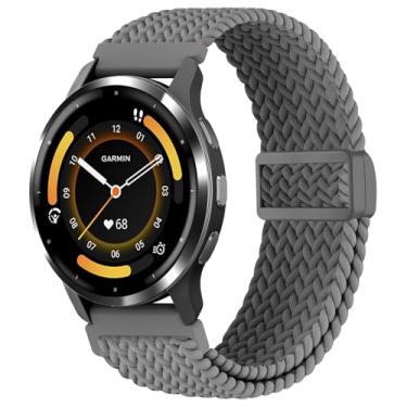 Imagem de EverAct Pulseira de nylon trançado magnético de 22 mm compatível com Garmin Vivoactive 4/Venu 3/Venu 2, pulseira de substituição elástica macia e elástica para Forerunner 265/255/255 Music masculina e