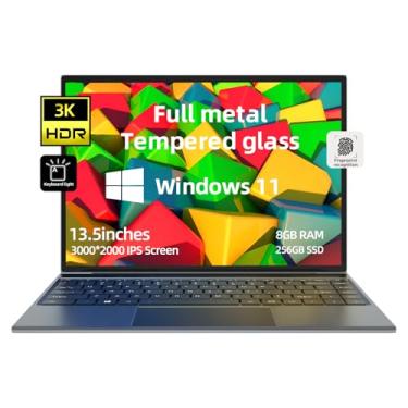 Imagem de Morostron Laptop Win11, 34.3 cm 3K (3000 x 2000) 3:2 IPS Display Celeron Quad Core, 8 GB RAM 256 GB SSD, Mini e Notebook Leve, teclado totalmente iluminado de metal, impressão digital tipo C, WPS