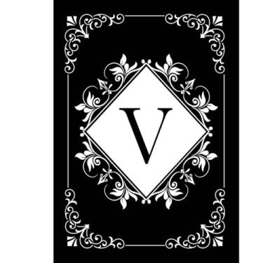 Imagem de Briarwood Lane Monograma preto e branco V bandeira de jardim dupla face