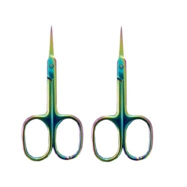 Imagem de 1-8 peças Tesoura de manicure russa para recrescimento de cutículas, corte de unhas com ponta curva, removedor profissional de aço inoxidável, colorido 2 peças