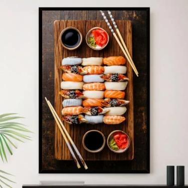 Imagem de Genérico, Quadro Comida Japonesa Sushi Peixe Decorativo A4 23x33cm