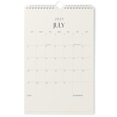 Imagem de Karto Calendário de parede 2025-2026 - vertical 28 x 43 cm de julho de 2025 a dezembro de 2026 - Aumente sua produtividade e planejamento fácil com o calendário mensal estético - Bege