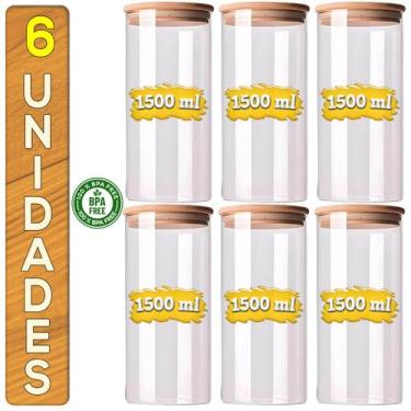 Imagem de Kit Potes Herméticos de Vidro com Tampa de Bambu para Temperos e Condi