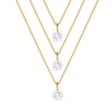 Imagem de Colar Dourado Triplo 3 Pontos De Luz Em Zircônia - Aurearosa