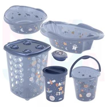 Imagem de Kit Bebe Lixeixa,saboneteira,cesto,balde,bacia,banheira 21 Astronauta 