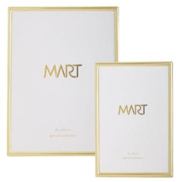 Imagem de Kit 2 Porta Retratos Em Metal Dourado Quadro Para Fotos Fino - Mart, D