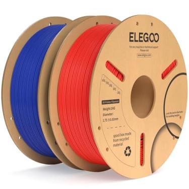 Imagem de ELEGOO Filamento PLA Plus 1,75mm Azul e Vermelho 2KG, Filamento PLA+ de Impressora 3D mais Resistente e mais Forte Precisão Dimensional Pro +/- 0,02 mm, Carretel de 2 Unidades de 1kg (2,2lbs)