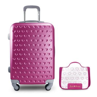 Imagem de Kit Mala De Bordo E Necessaire Transparente Love Pink