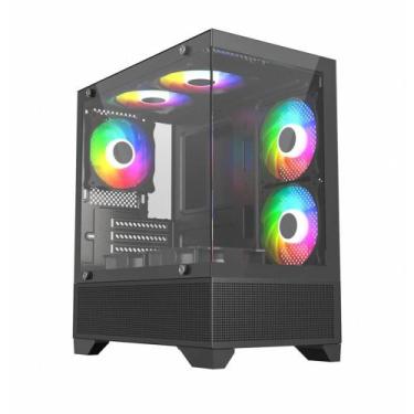 Imagem de Gabinete Gamer Nexus Carbon Pto Vidro Temp 4 Fans Rainbow