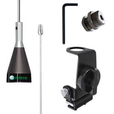 Imagem de Kit Antena Enfeite 1,24m Porta Malas Capu Capo Parafuso Fixação Steelb