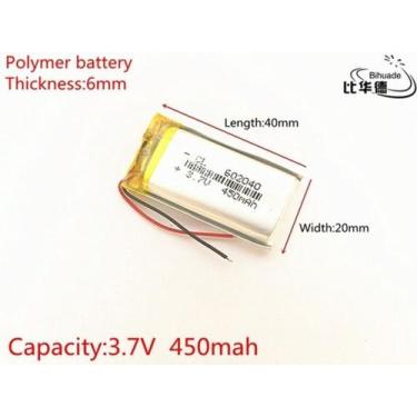 Imagem de (2peças) 450 Mah 3,7v 2 Fios 602040 6mm X 20mm X 40mm - bgb