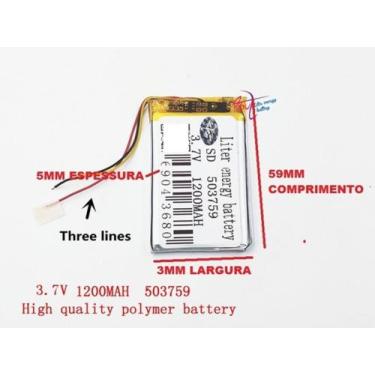 Imagem de Bateria 3.7v 1200 Mah 5mm X37mm X59mm 3 Fios 503759 - bgb