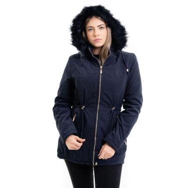 Imagem de Parka Dupla Face Feminina Casaco De Frio Intenso P/ Neve - bella, Azul