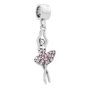 Imagem de MiiFort Pingente Alexandrite Pink Ballet Dancer serve para pulseiras Pandora berloques de aniversário para filha, neta, mulheres, pedras de nascimento de junho