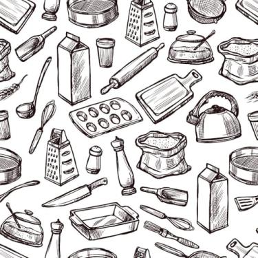 Imagem de Papel de Parede Adesivo Lavável Cook Utensílios De Cozinha 12m