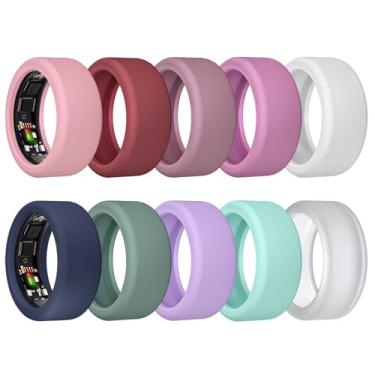 Imagem de MAKCPOIMER Pacote com 10 capas de anel para ULTRAHUMAN AR, protetor de anel de silicone elástico acessórios para malhar homens e mulheres (todas as 10 cores-1, P (6/7/8/9/10))