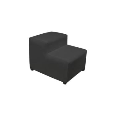 Imagem de Escadas Estofada Escadinha 2 Degraus Para Pet Gato Cachorro Subir No Sofá Luxo Antiderrapante Suede(Preto)